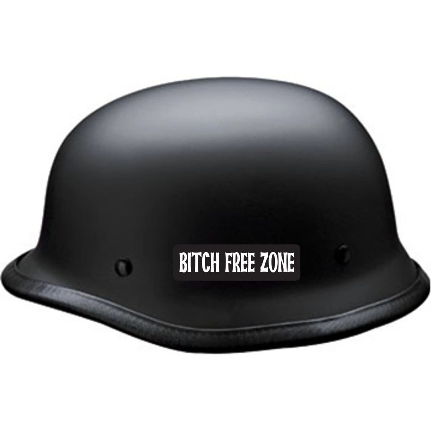 Bitch free zone vinyl motorcycle helmet sticker on a helmet - biker decal