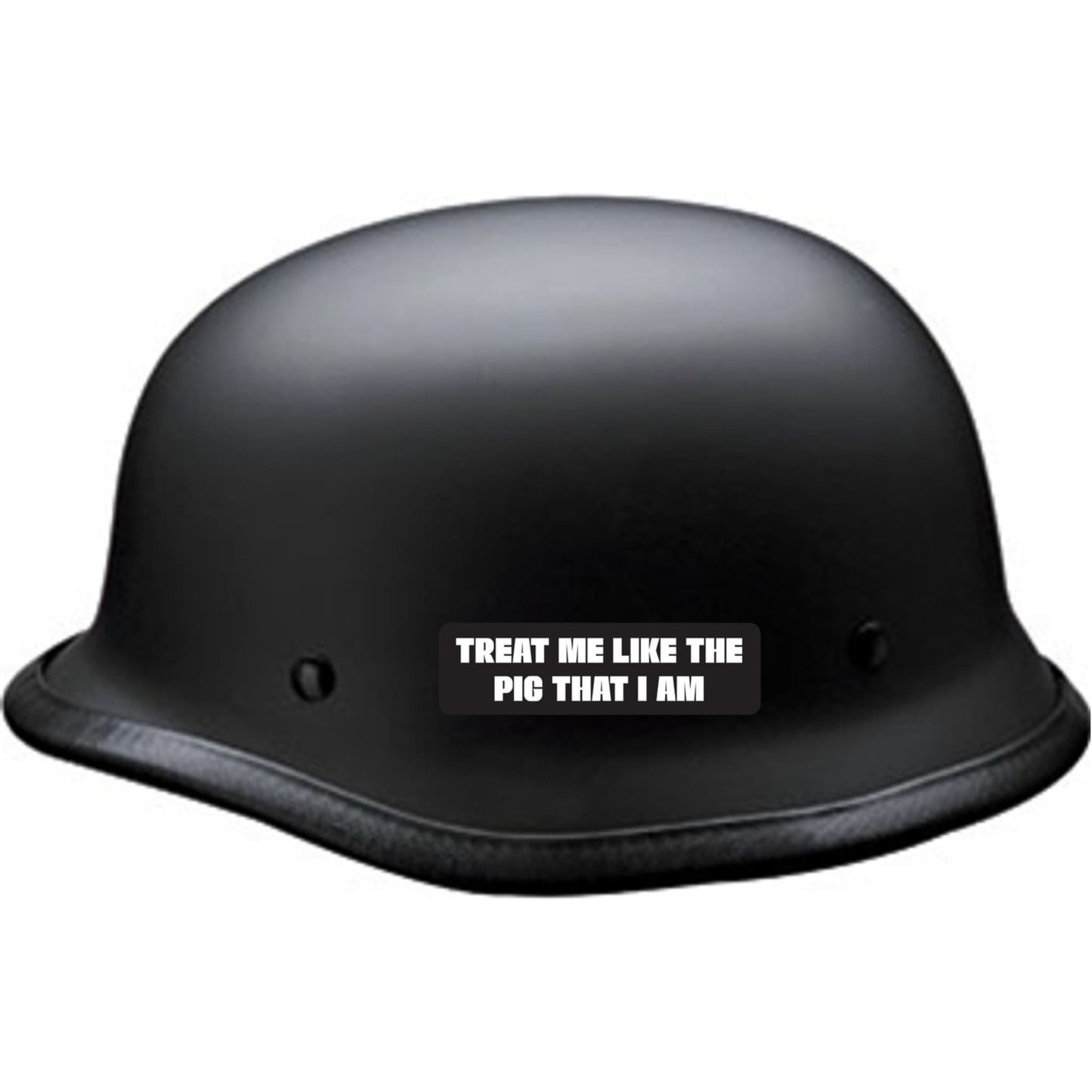 Treat me like the pig that I am vinyl motorcycle helmet sticker on a helmet - funny biker decal
