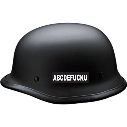 ABCDEFuckU vinyl motorcycle helmet sticker on a helmet - funny biker decal