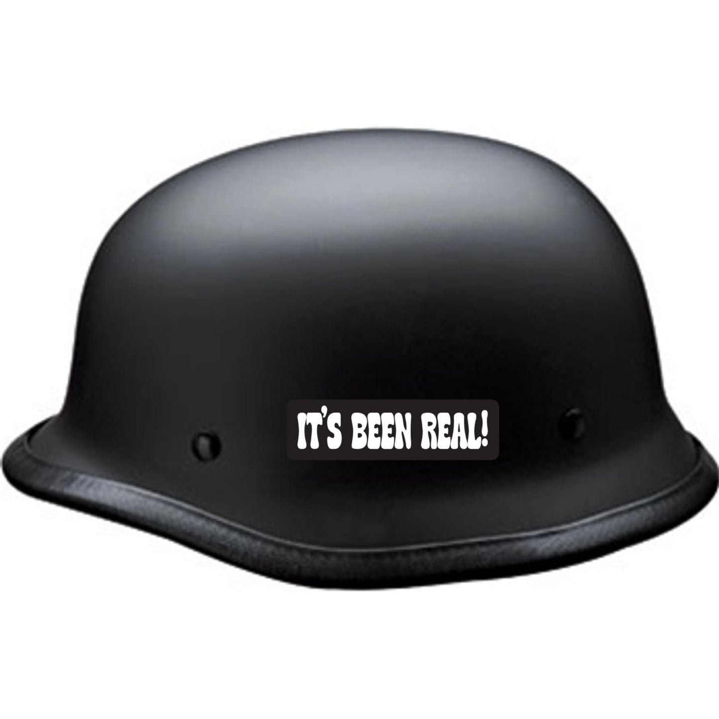 It's been real vinyl motorcycle helmet sticker on a helmet - biker decal