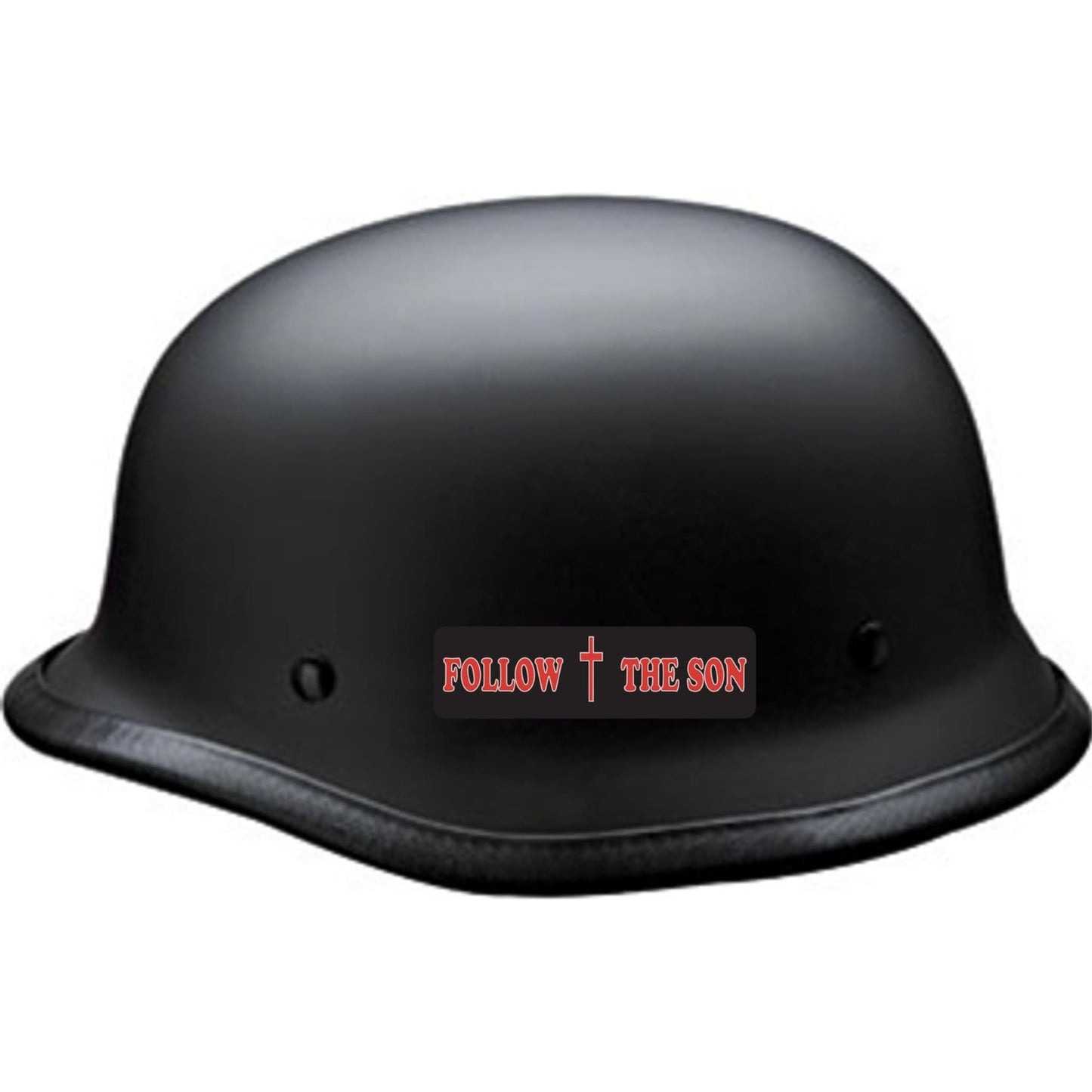 Follow the son vinyl motorcycle helmet sticker on a helmet - biker decal
