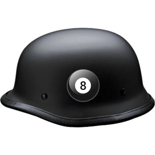 Eight ball vinyl motorcycle helmet sticker on black helmet - biker decal