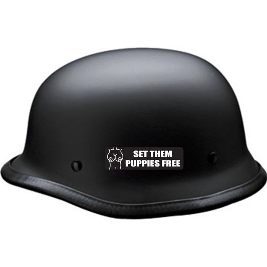 Set them puppies free vinyl motorcycle helmet sticker on black helmet - funny biker decal