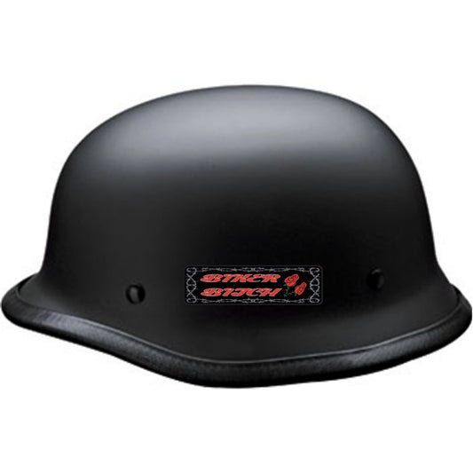 Biker bitch vinyl motorcycle helmet sticker on black helmet - women's biker decal