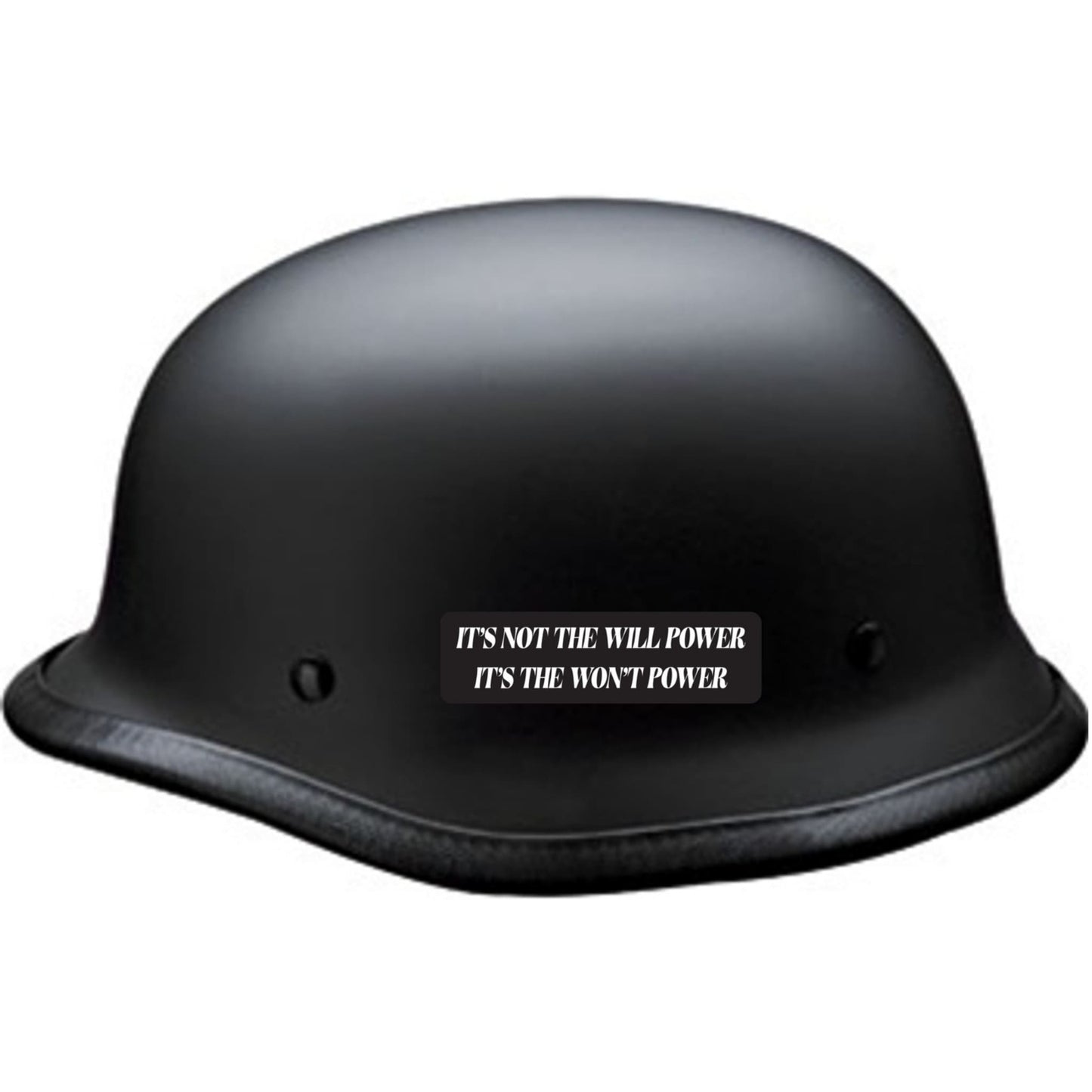 It's not the will power it's the won't power vinyl motorcycle helmet sticker on a helmet - funny biker decal