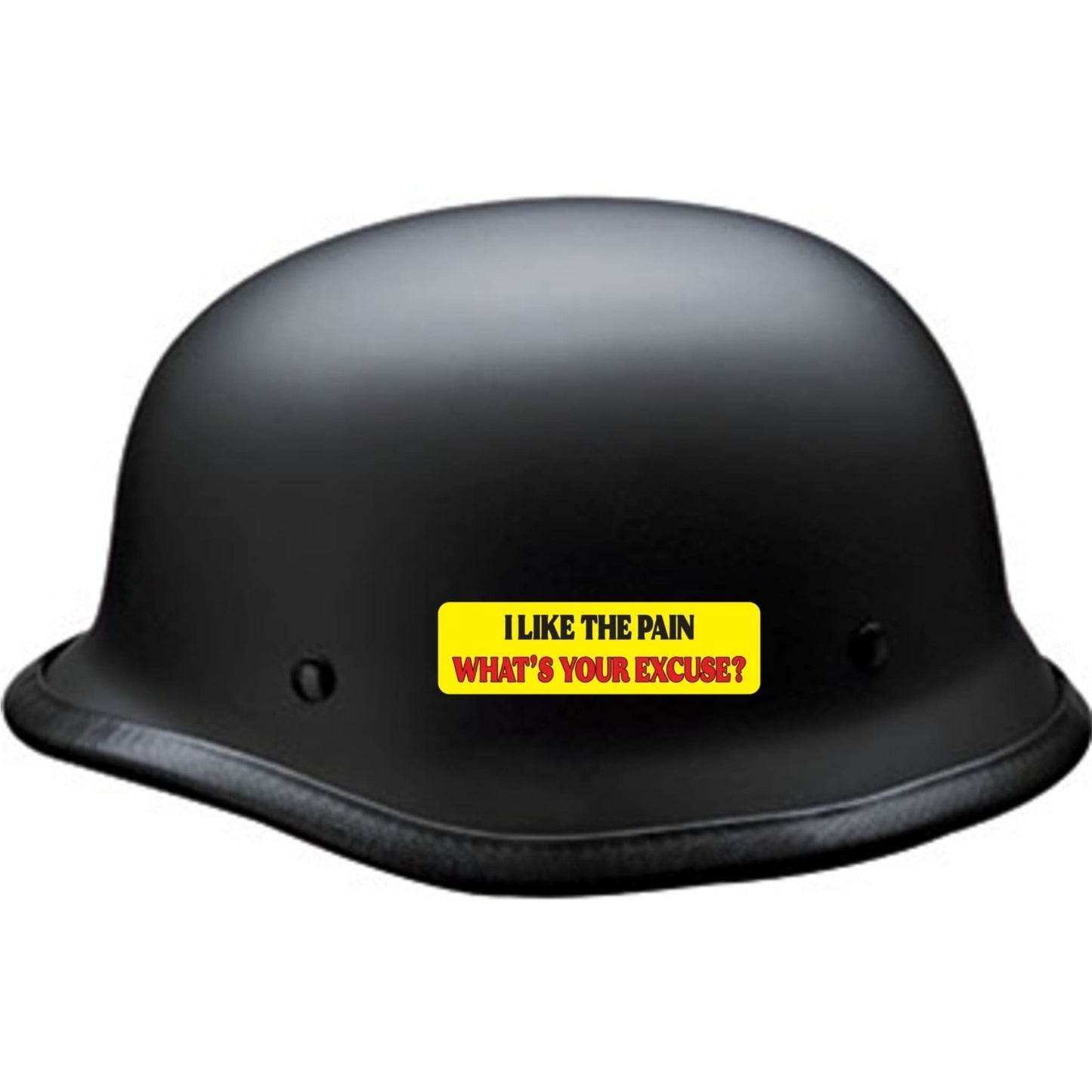 I like the pain what's your excuse vinyl motorcycle helmet sticker on a helmet - funny biker decal