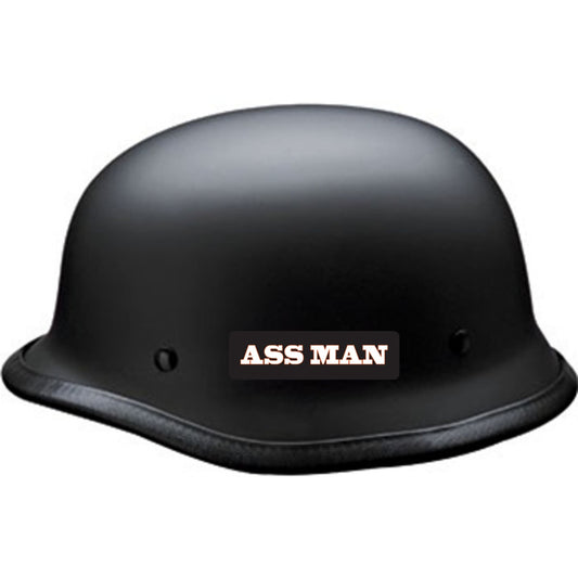 Ass man vinyl motorcycle helmet sticker on a helmet - funny biker decal