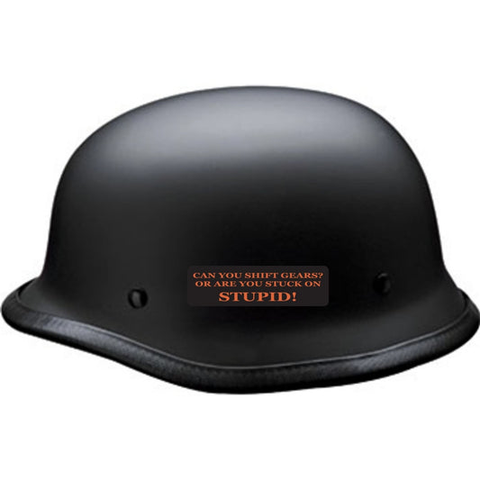 Can you shift gears or are you stuck on stupid vinyl motorcycle helmet sticker on a helmet - funny biker decal