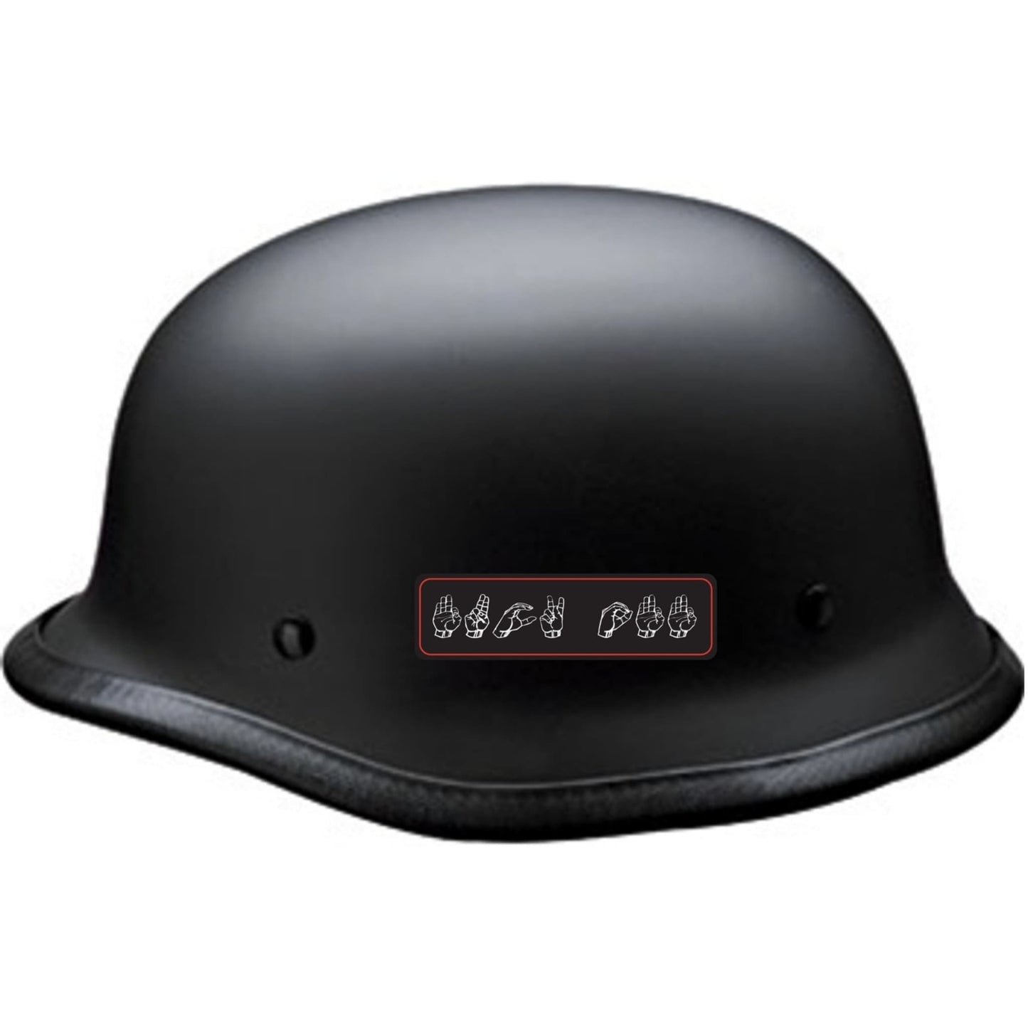 Fuck off sign language vinyl motorcycle helmet sticker on a helmet - funny biker decal