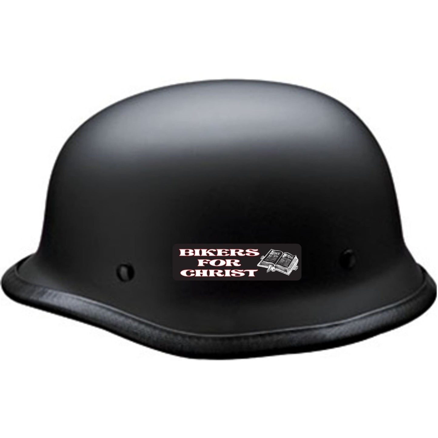 Bikers for Christ vinyl motorcycle helmet sticker on a helmet - religious biker decal