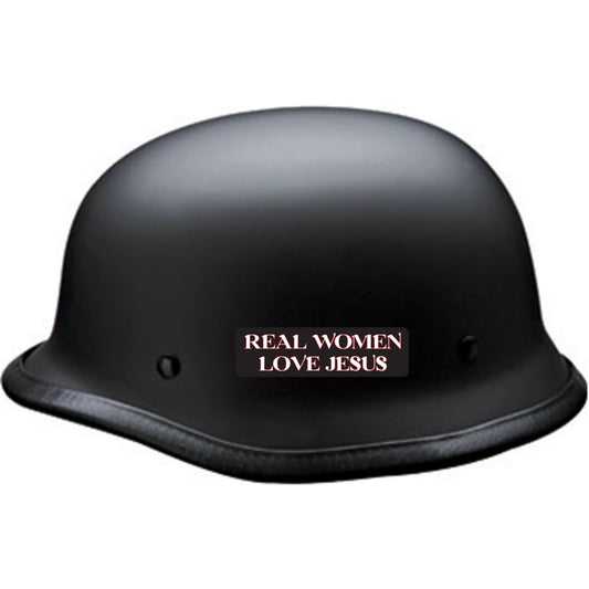 Real women love Jesus vinyl motorcycle helmet sticker on a helmet - religious biker decal