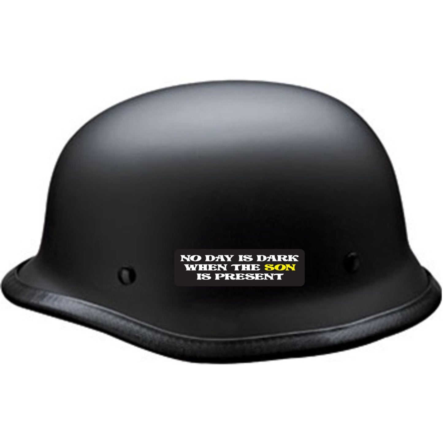 No day is dark when the son is present vinyl motorcycle helmet sticker on a helmet - religious biker decal