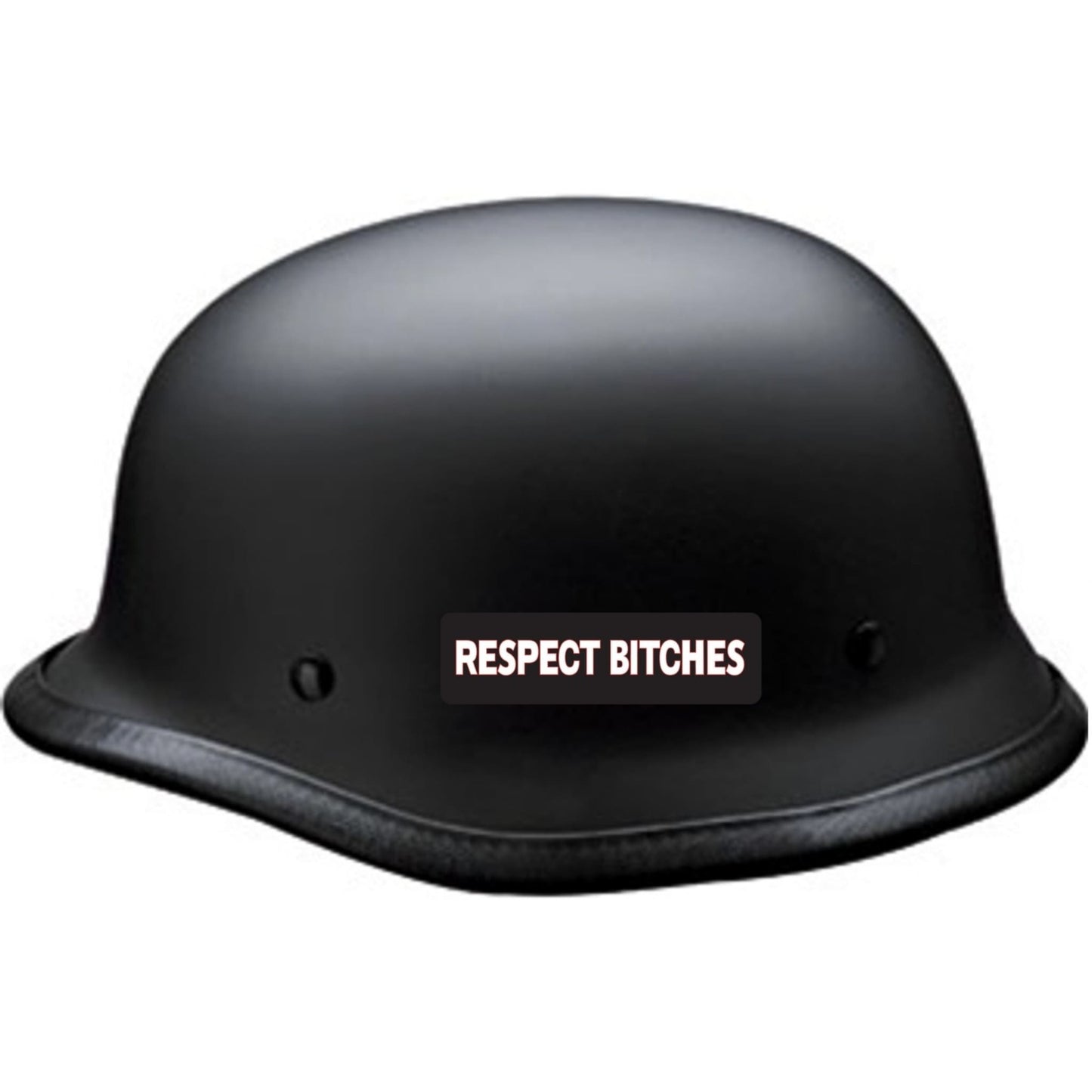 Respect bitches vinyl motorcycle helmet sticker on a helmet - bold biker decal