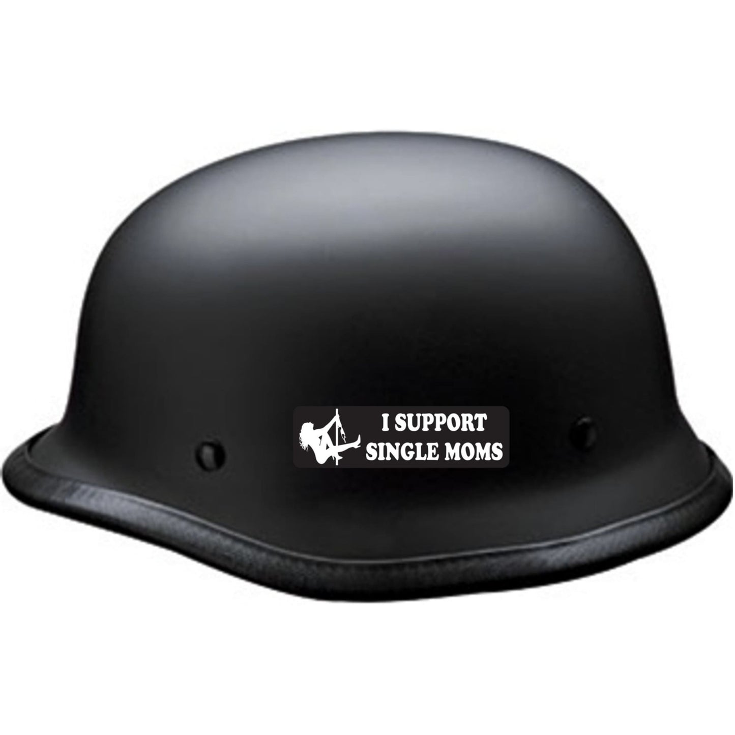 I support single moms vinyl motorcycle helmet sticker on a helmet - funny biker decal