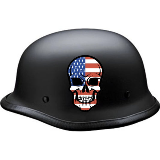 American flag skull vinyl motorcycle helmet sticker on a helmet - patriotic biker decal