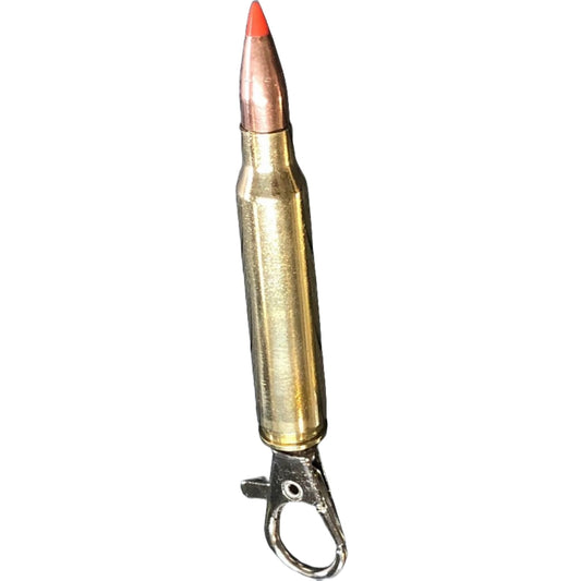 223 caliber bullet zipper pull upside down view