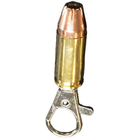 9mm hollow point bullet zipper pull upside down view