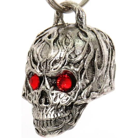 flame skull with red eyes motorcycle bell left angle front view