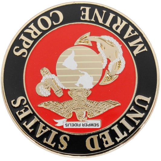 US Marines logo metal and soft enamel lapel pin upside down view