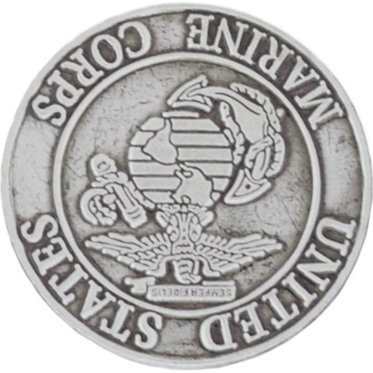 US Marines logo pewter lapel pin upside down view