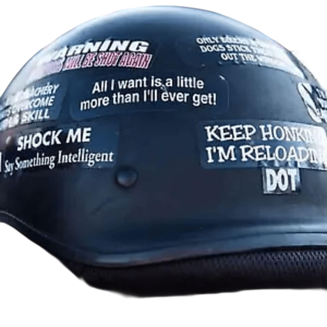 Helmet stickers on a helmet