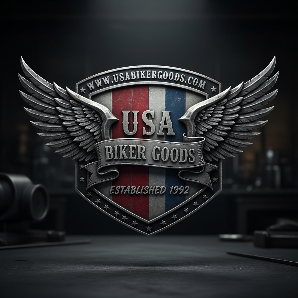 USA Biker Goods shield and wings logo