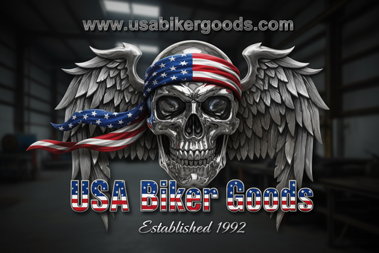 USA Biker Gods skull and wings logo