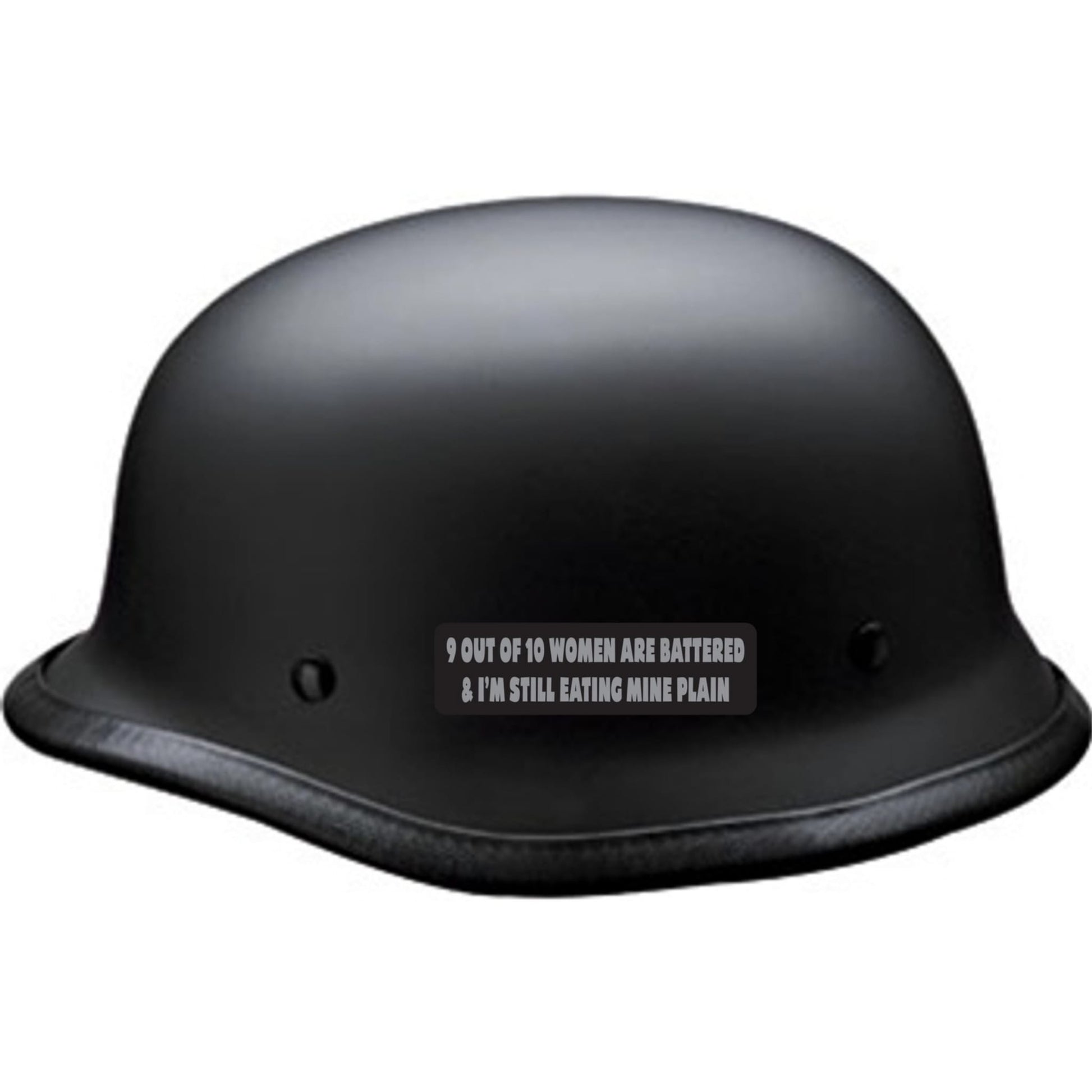 9 out of 10 women are battered and I'm still eating mine plain vinyl motorcycle helmet sticker on a helmet - funny biker decal