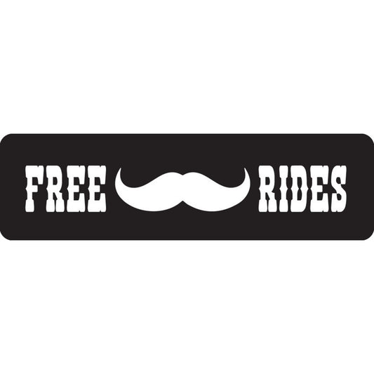 Free mustache rides vinyl motorcycle helmet sticker - funny biker decal