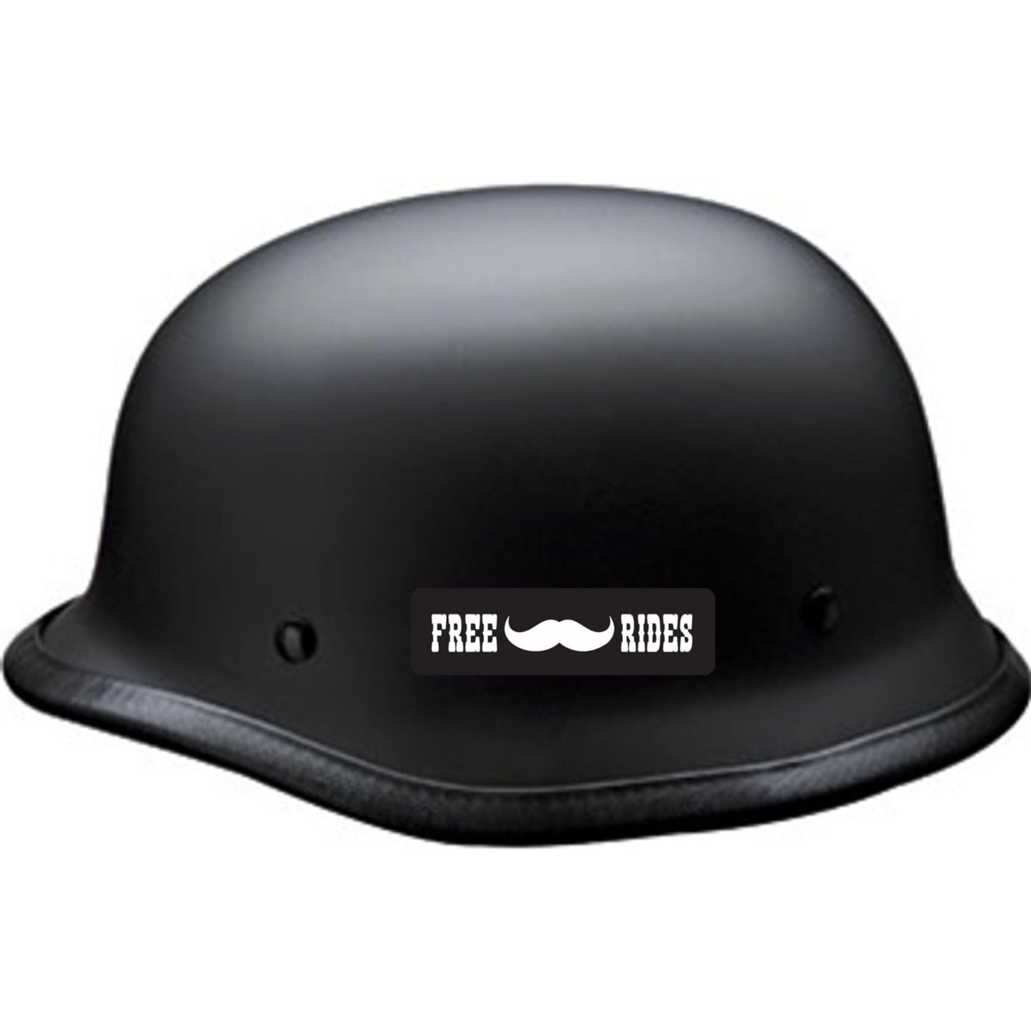 Free mustache rides vinyl motorcycle helmet sticker on a helmet - funny biker decal