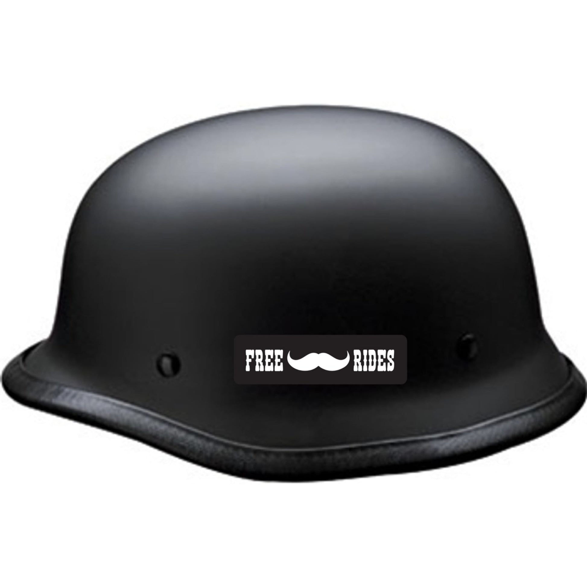 Free mustache rides vinyl motorcycle helmet sticker on a helmet - funny biker decal
