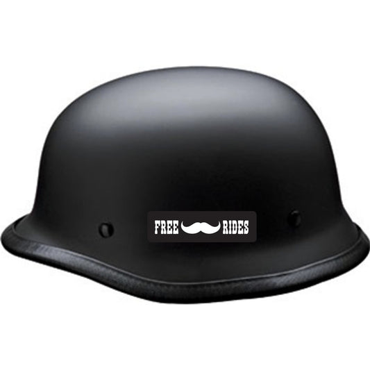 Free mustache rides vinyl motorcycle helmet sticker on a helmet - funny biker decal