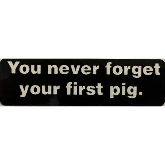 You never forget your first pig vinyl motorcycle helmet stickers - funny biker decal