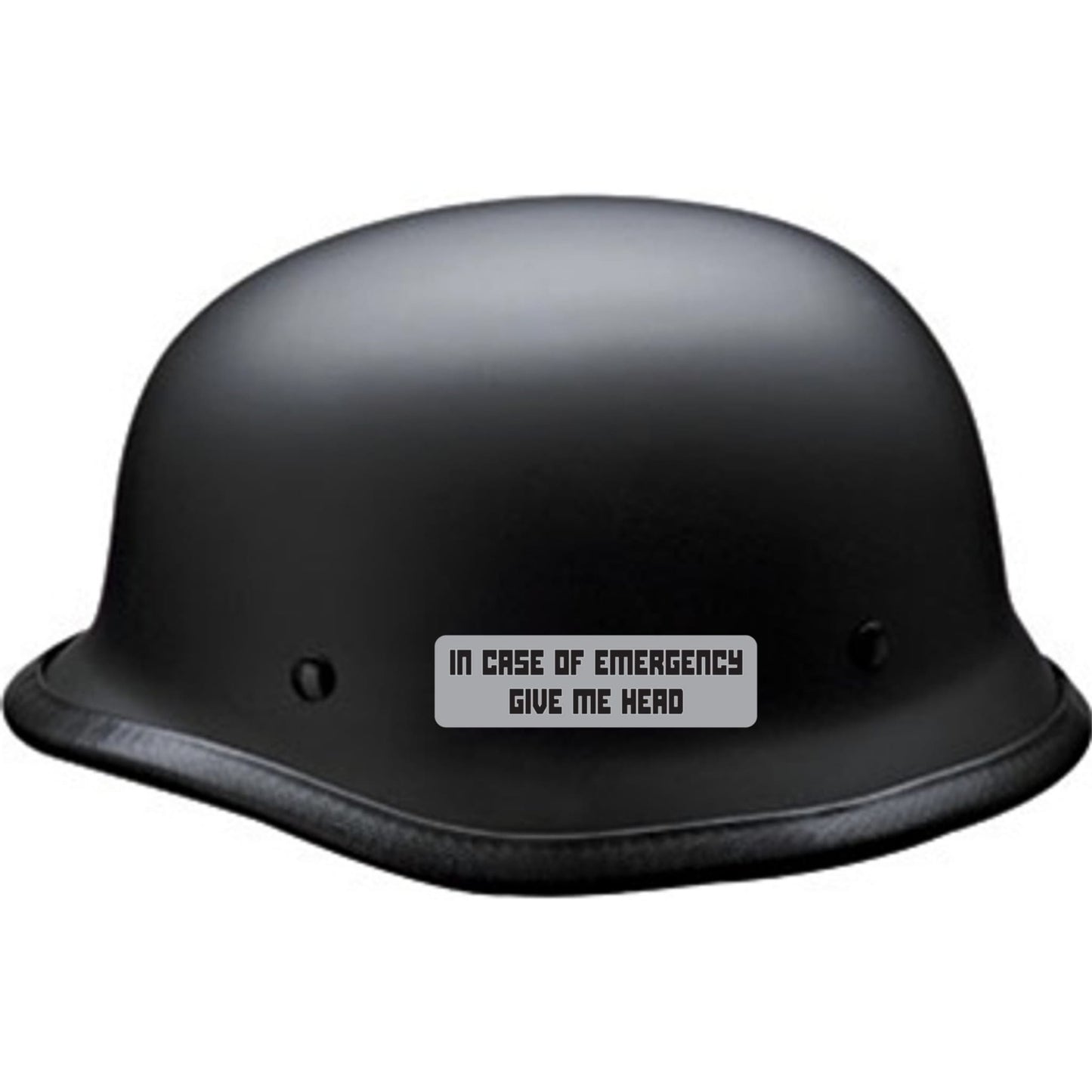 In case of emergency give me head vinyl motorcycle helmet sticker on a helmet - funny biker decal