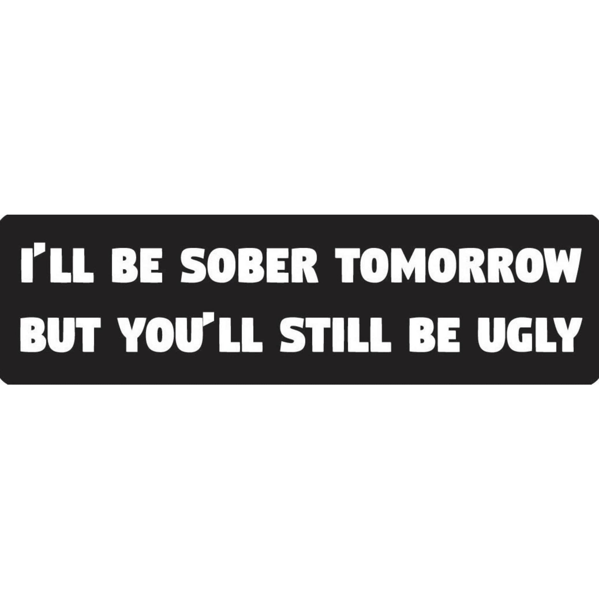 I'll be sober tomorrow but you'll still be ugly vinyl motorcycle helmet stickers - funny biker decal