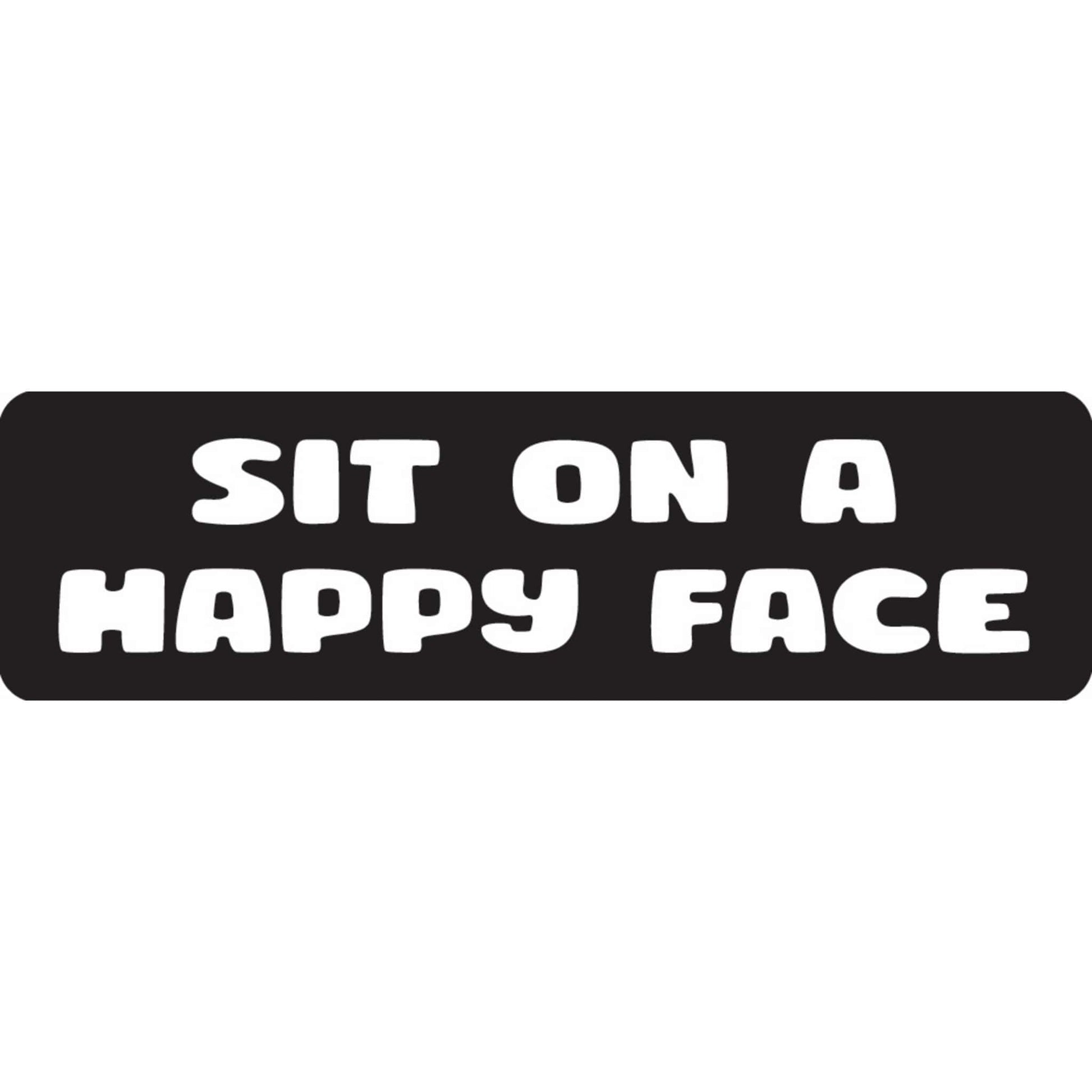 Sit on a happy face vinyl motorcycle helmet sticker - funny biker decal