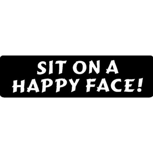 Sit on a happy face vinyl motorcycle helmet stickers - funny biker decal