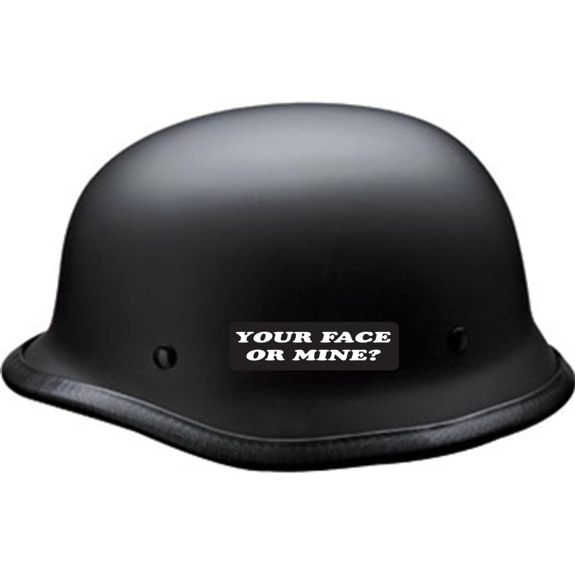 Your face or mine vinyl motorcycle helmet sticker on a helmet - funny biker decal