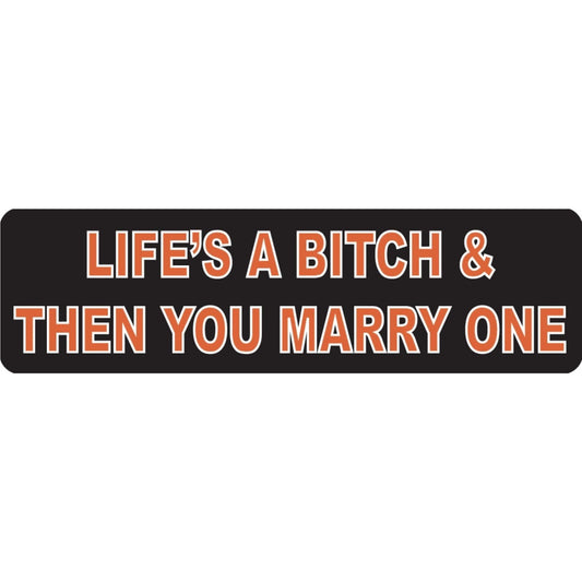 Life's a bitch then you marry one vinyl motorcycle helmet sticker - funny biker decal