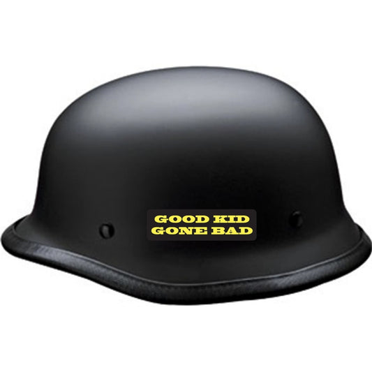 Good kid gone bad vinyl motorcycle helmet sticker on a helmet - biker decal
