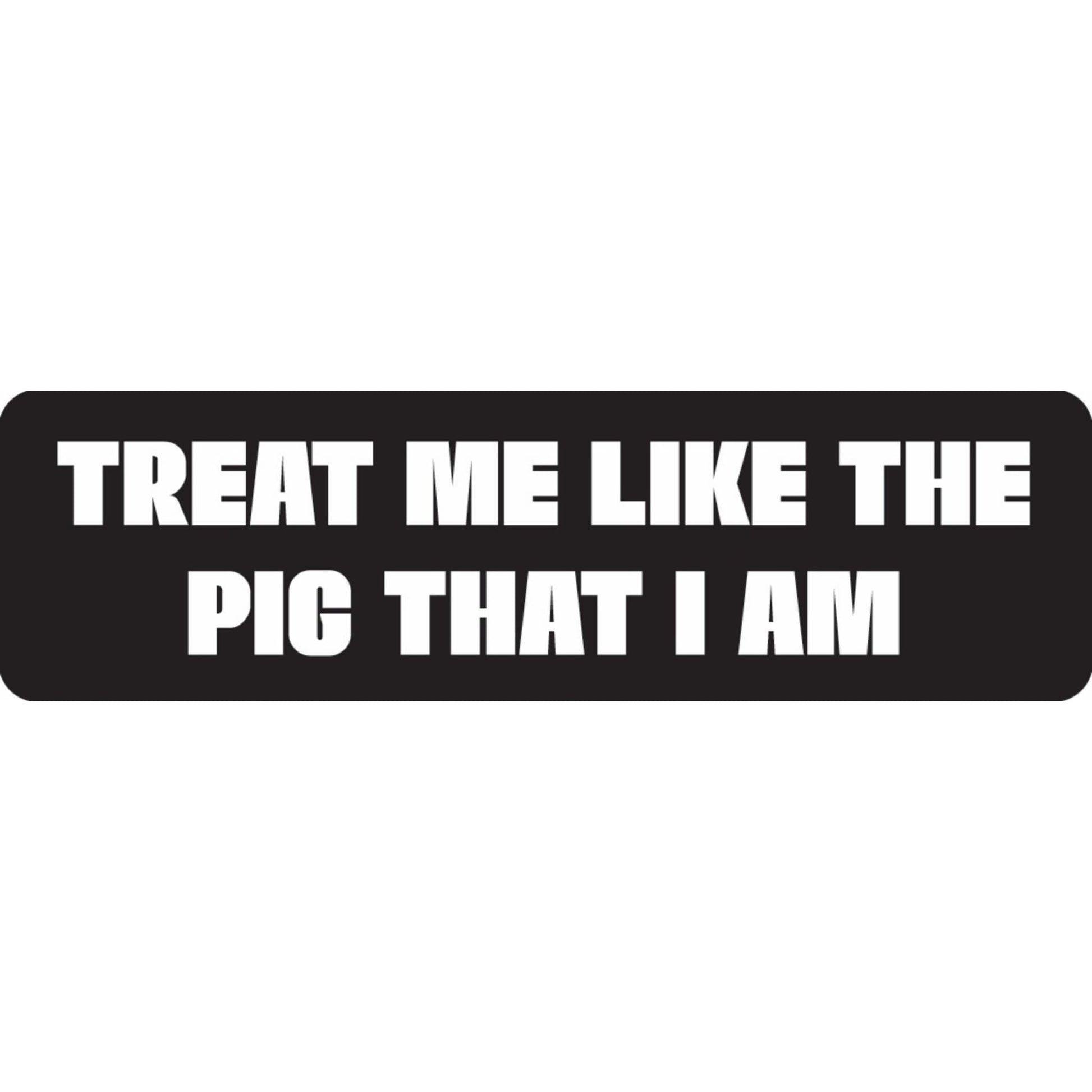 Treat me like the pig that I am vinyl motorcycle helmet sticker - funny biker decal