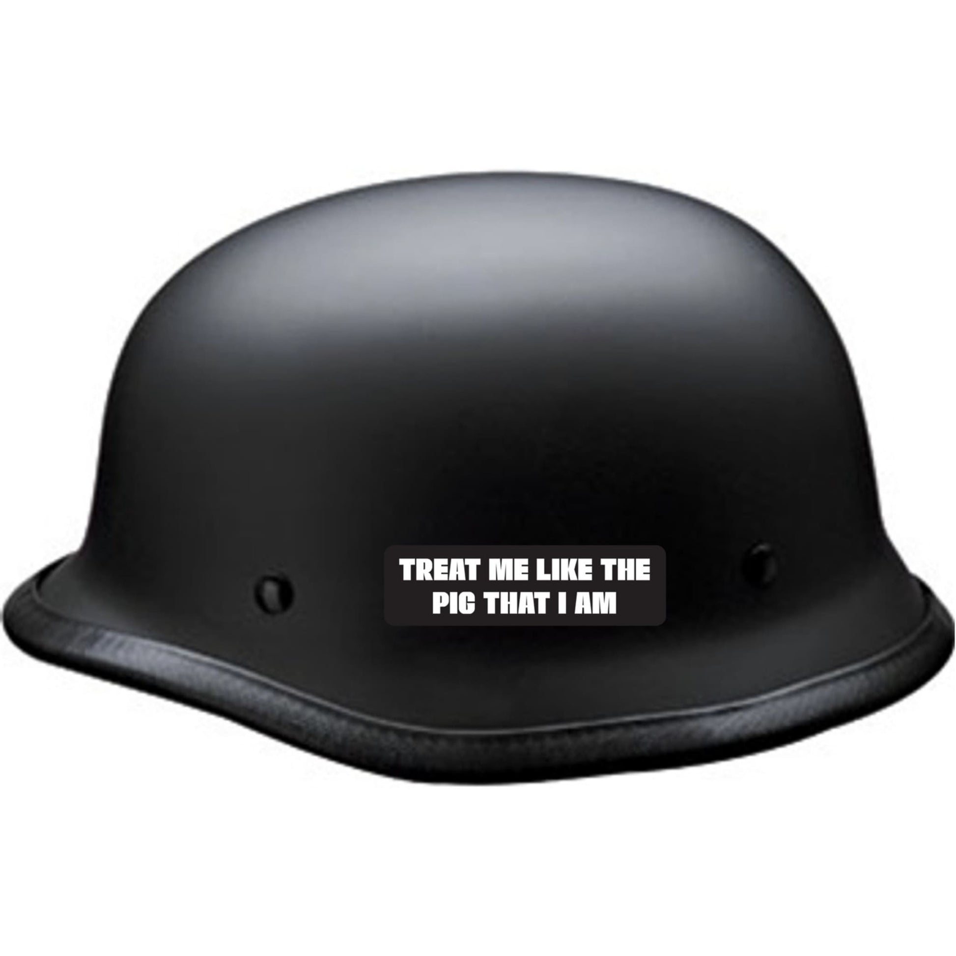 Treat me like the pig that I am vinyl motorcycle helmet sticker on a helmet - funny biker decal