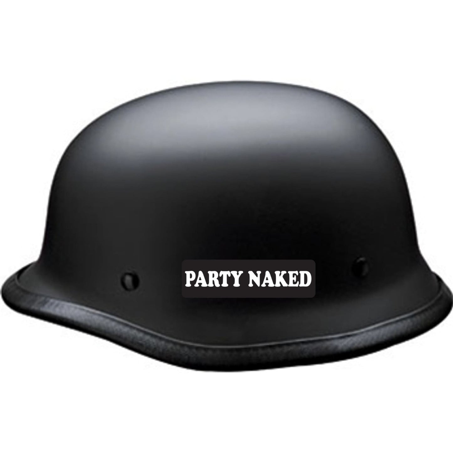 Party naked vinyl motorcycle helmet sticker on a helmet - biker decal