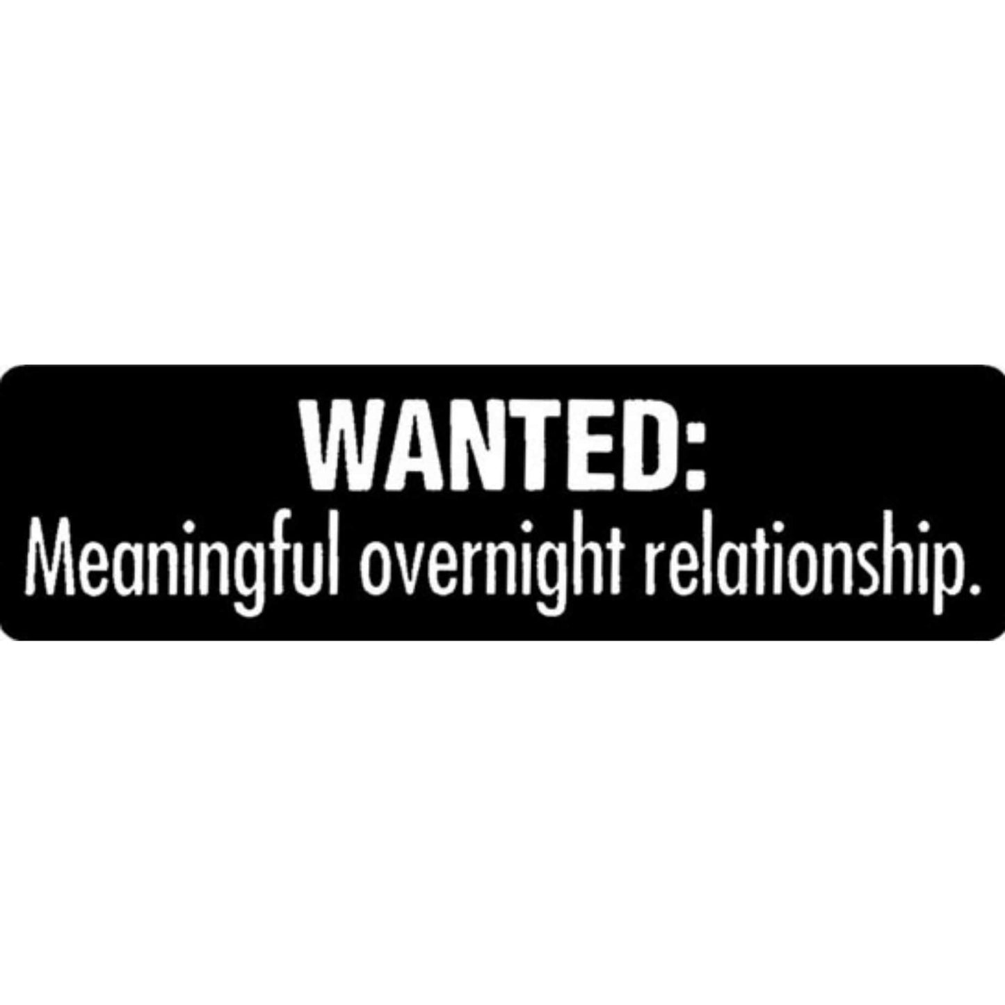 Wanted meaningful overnight relationship vinyl motorcycle helmet stickers - funny biker decal