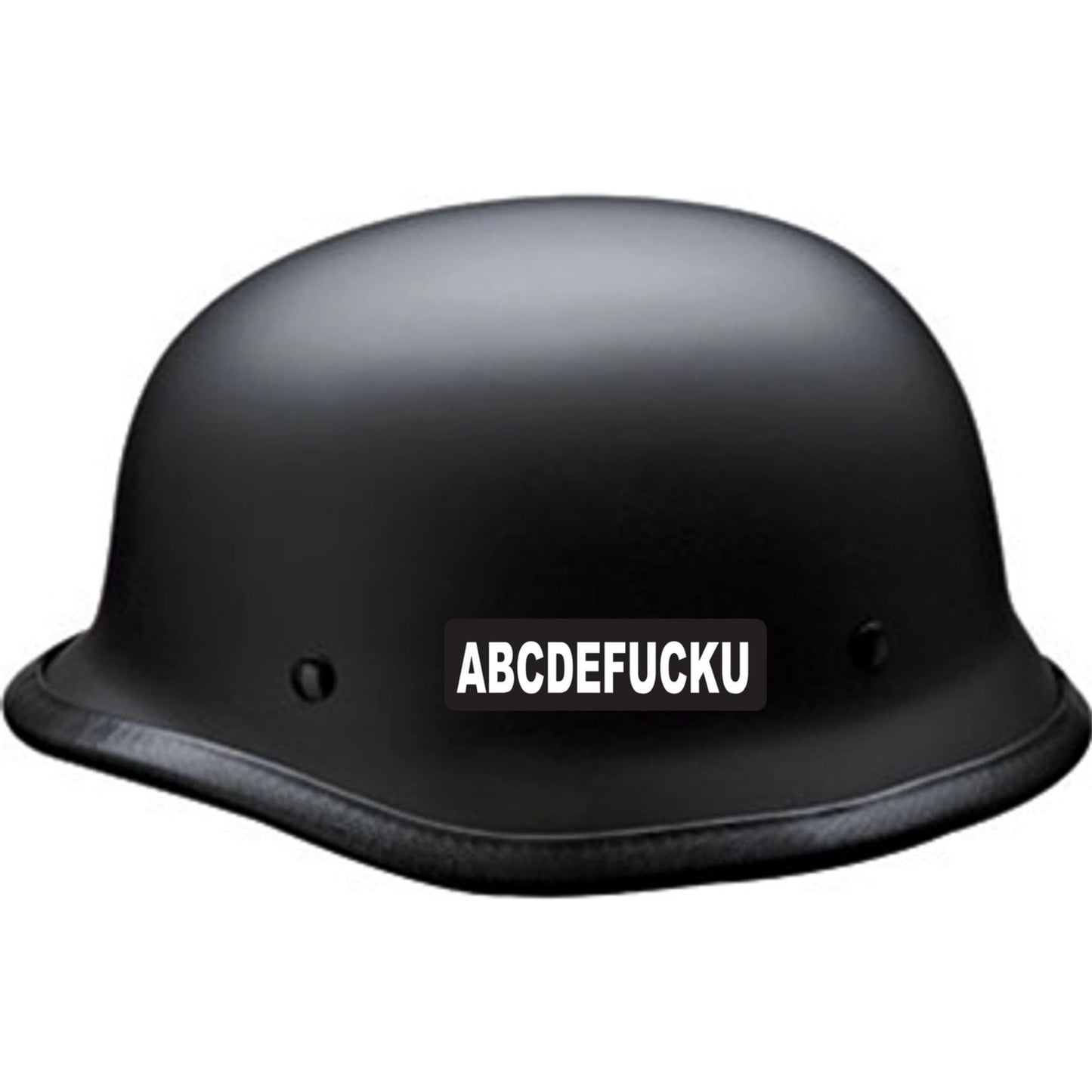 ABCDEFuckU vinyl motorcycle helmet sticker on a helmet - funny biker decal