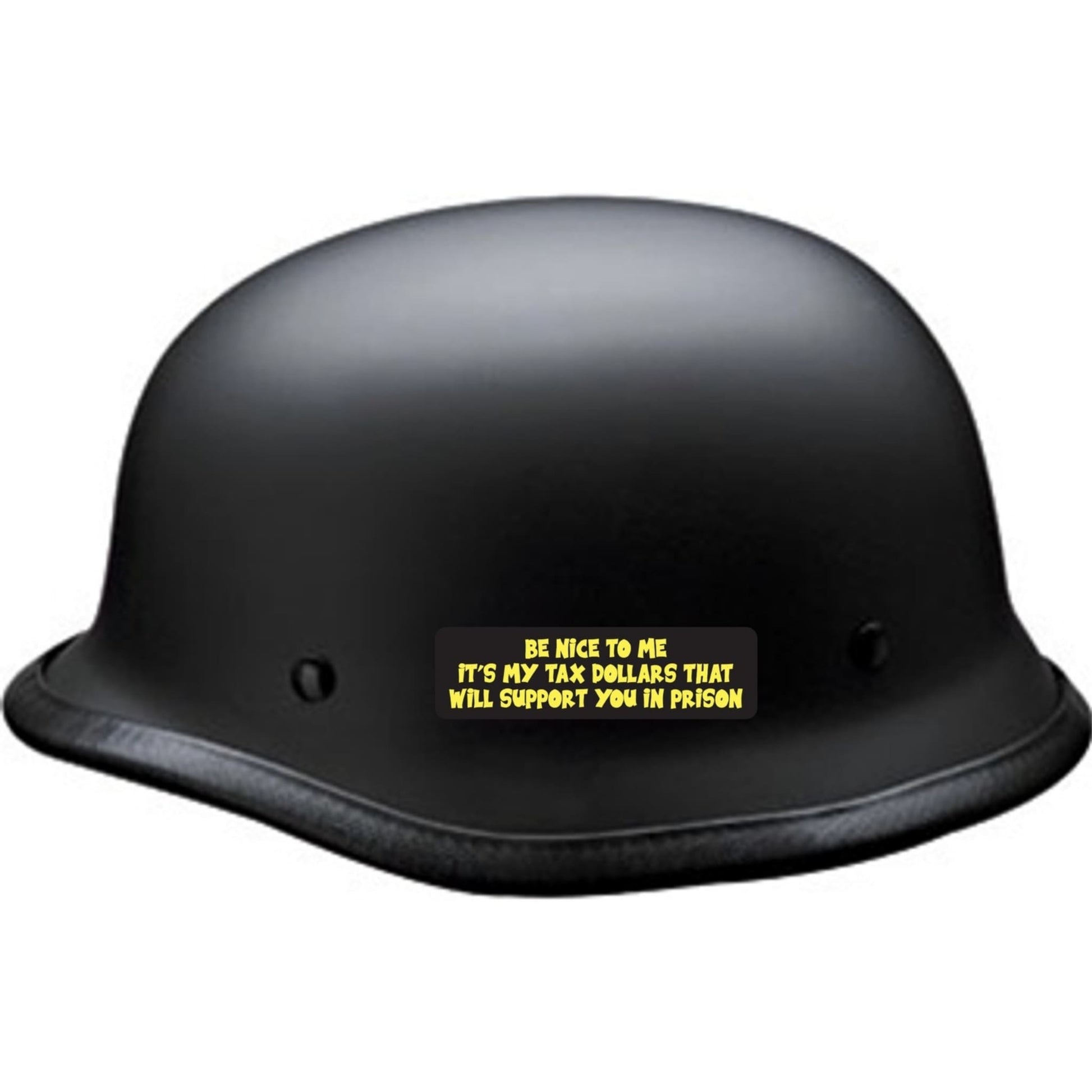Be nice to me it's my tax dollars that will support you in prison vinyl motorcycle helmet sticker on a helmet - funny biker decal