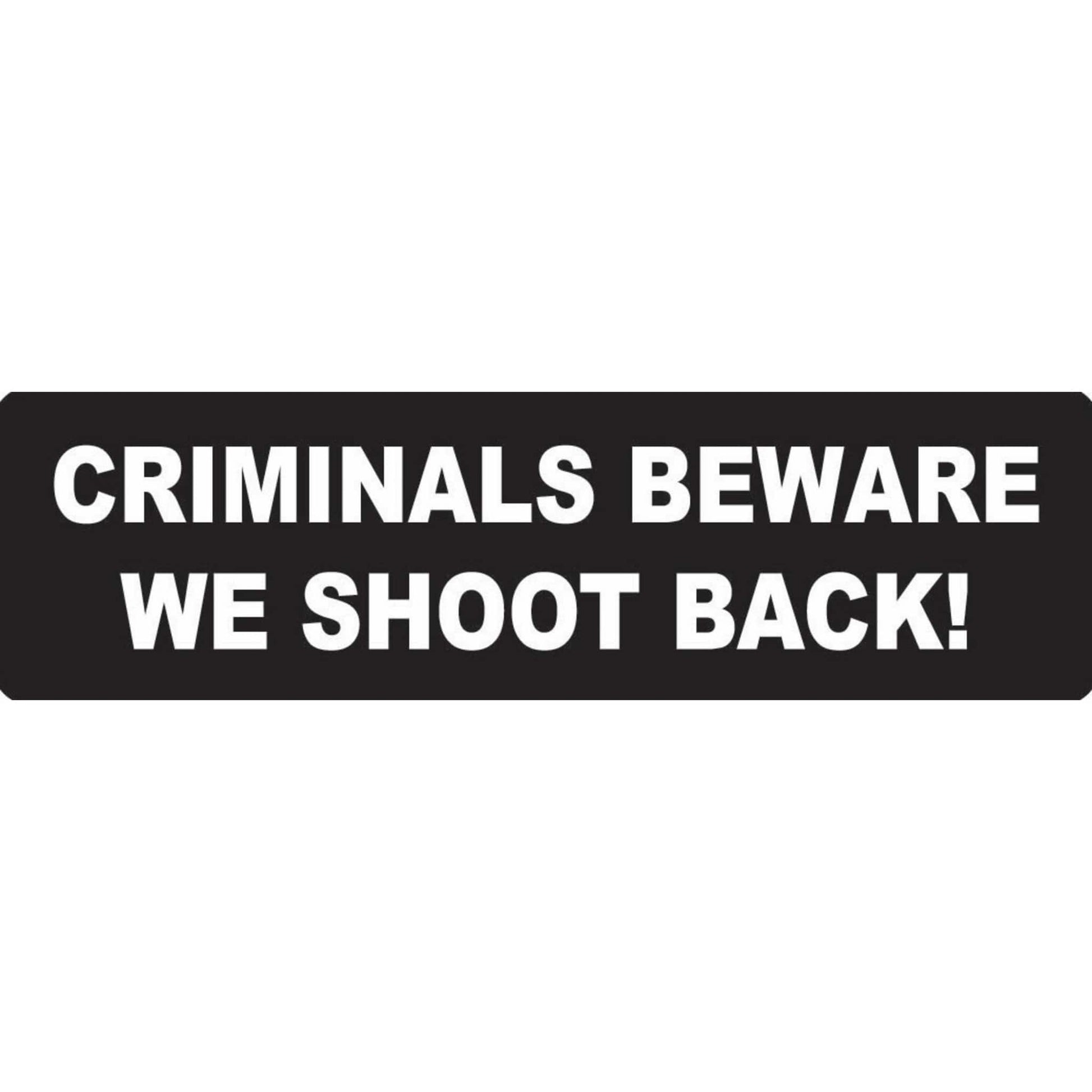 Criminals beware we shoot back vinyl motorcycle helmet stickers - biker decal