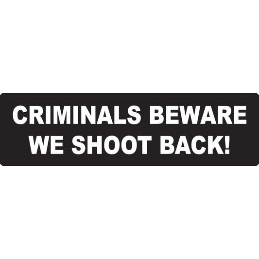 Criminals beware we shoot back vinyl motorcycle helmet stickers - biker decal