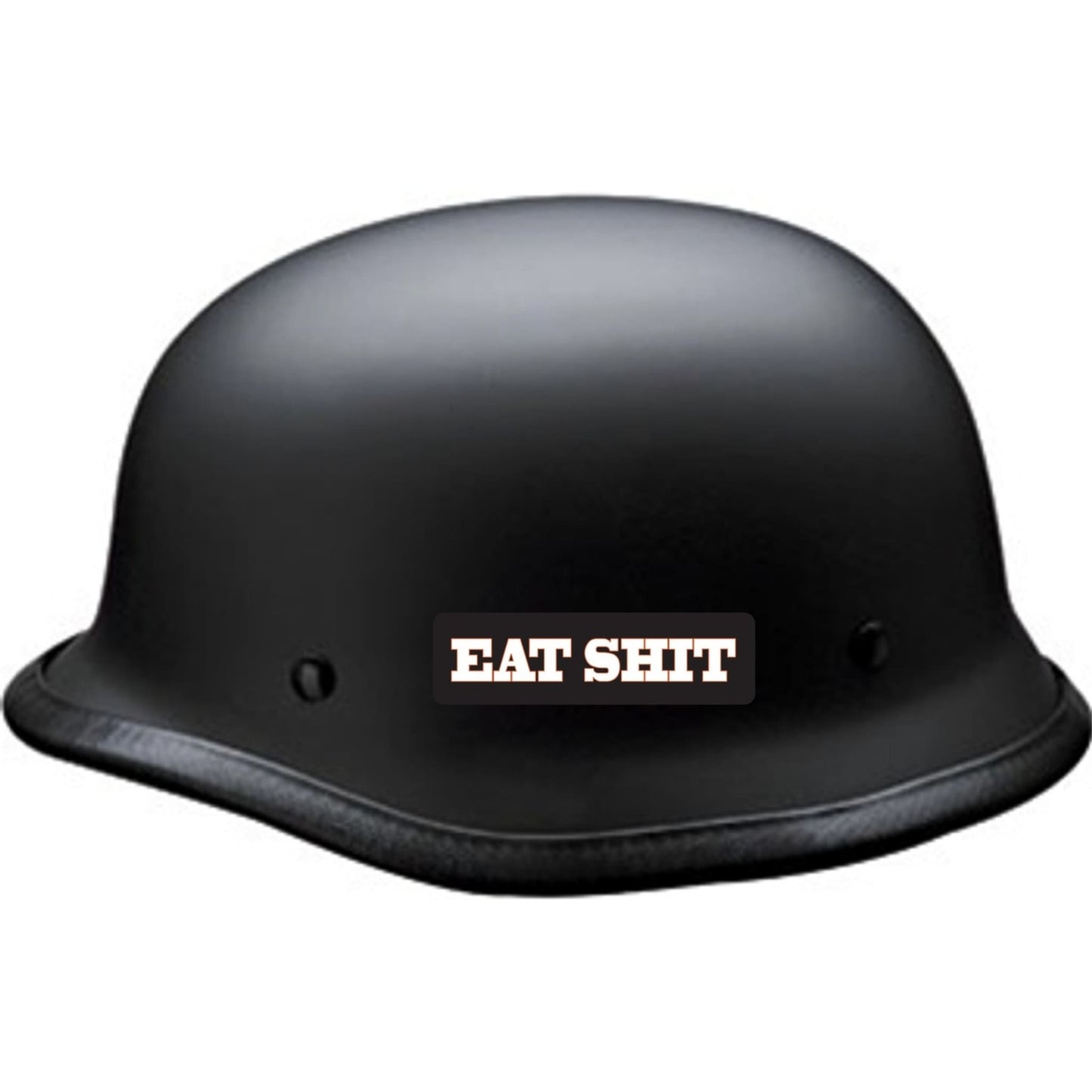 Eat shit vinyl motorcycle helmet sticker on a helmet - bold biker decal