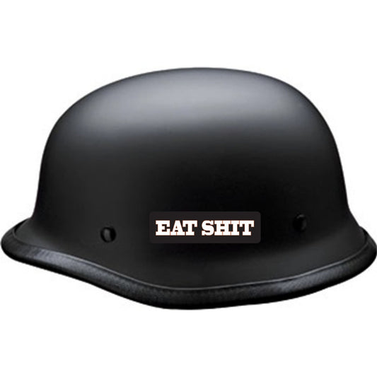 Eat shit vinyl motorcycle helmet sticker on a helmet - bold biker decal